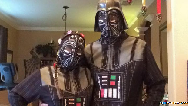 Daniel and his wife, Ashley, dress up as Darth Vader this Halloween