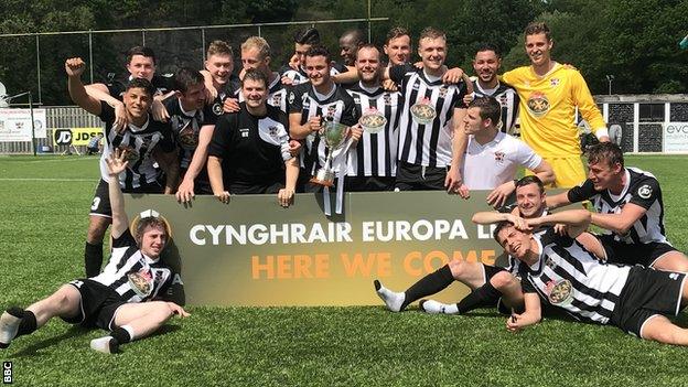 Cefn Druids celebrate their play-off win