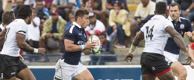 Damien Hoyland in action for Scotland against Fiji