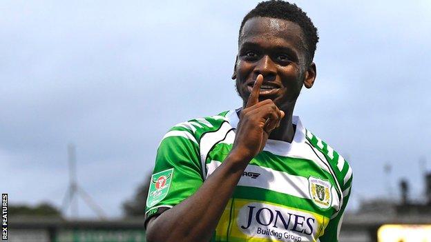 Diallang Jaiyesimi in action for Yeovil Town