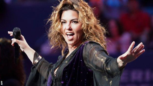 Shania Twain performs at the US Open opening ceremony