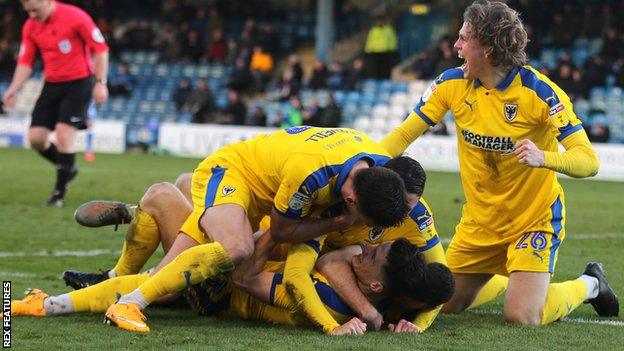 AFC Wimbledon celebrate