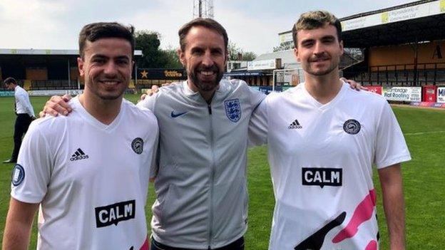 Matthew Legg (left) and Ian McKenzie (right) with Gareth Southgate