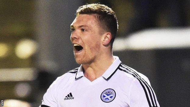 Craig Moore celebrates scoring for Ayr United