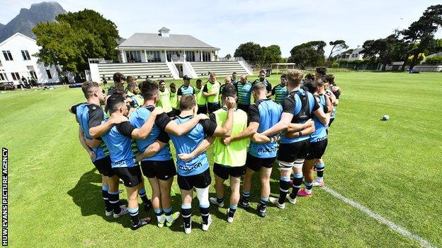 Cardiff squad in training in Cape Town