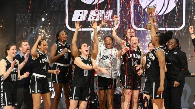 London Lions with WBBL Play-offs trophy