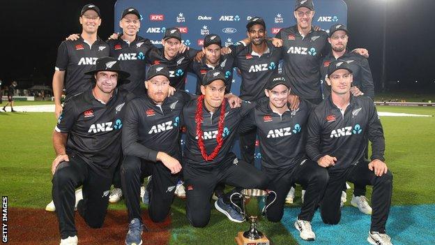 New Zealand with the ODI series trophy