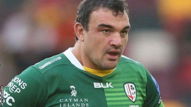 London Irish hooker Gus Creevy