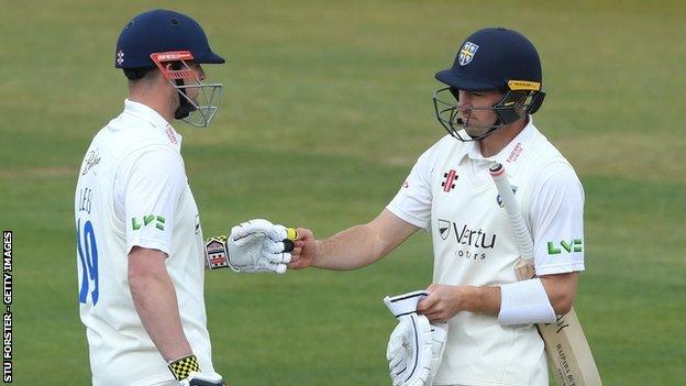 The 208-run stand between Will Young (left) and Alex Lees was the highest opening partnership by Durham against Warwickshire, beating the 202 put on by Graeme Fowler and Wayne Larkins at Feethams, Darlington in 1993