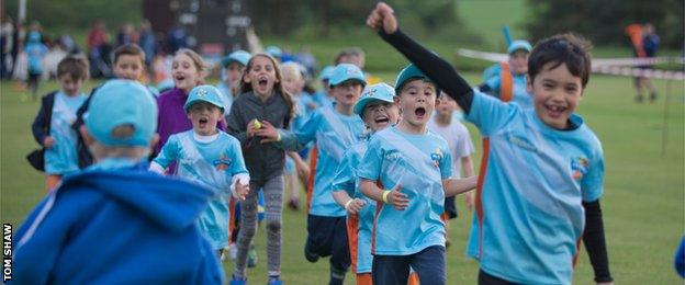 Children taking part in an All Stars Cricket session at Cuckfield CC