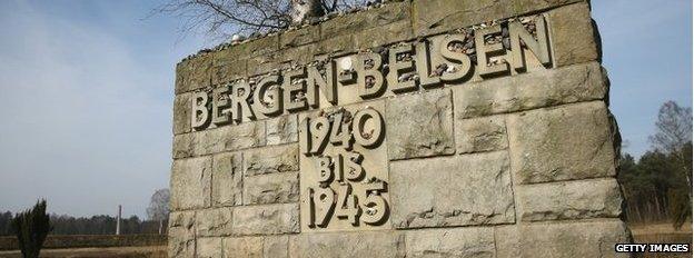 A memorial at the site of the former Bergen-Belsen concentration camp on March 17, 2015 in Lohheide, Germany