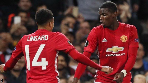 Jesse Lingard (left) and Paul Pogba