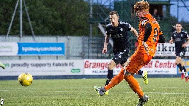 Simon Murray scores for Dundee United against Falkirk