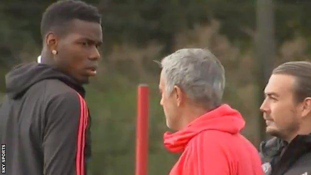 Paul Pogba and Jose Mourinho