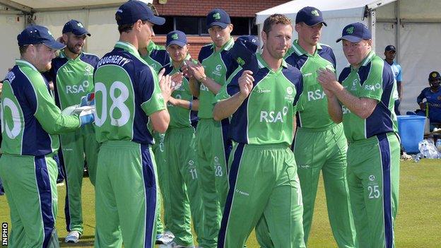 Andrew White leads Ireland out after becoming their most capped player in 2014