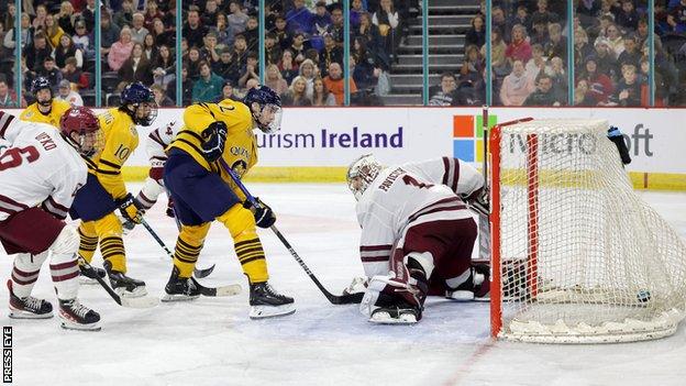 Skyler Brind'Amour scores to put the Bobcats 2-1 in front in the Friendship Four final