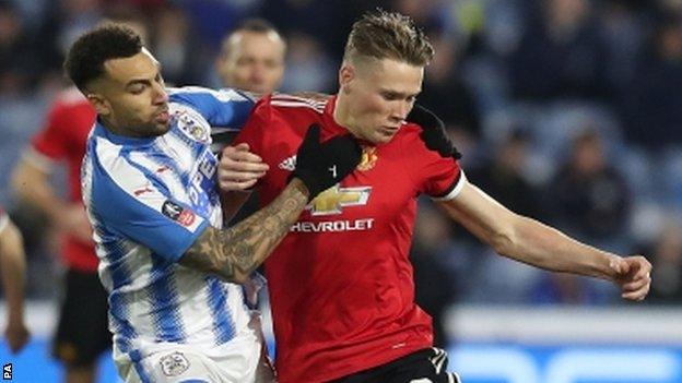 Scott McTominay in action for Manchester United against Huddersfield in the FA Cup