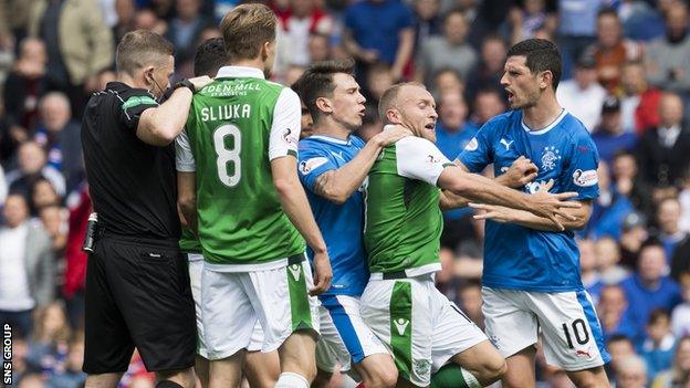 Ryan Jack was sent off after tussling with Dylan McGeouch