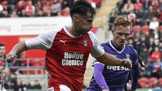 Joe Newell in action for Rotherham United