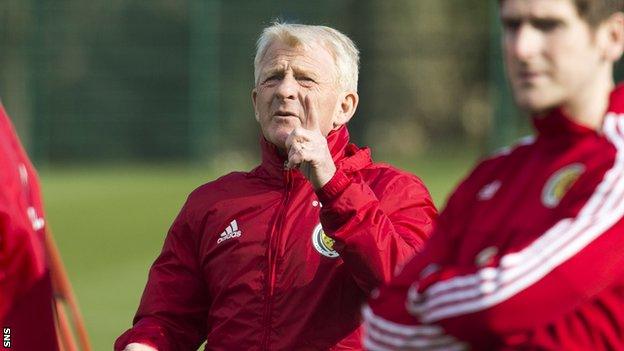 Gordon Strachan at Scotland training on Monday