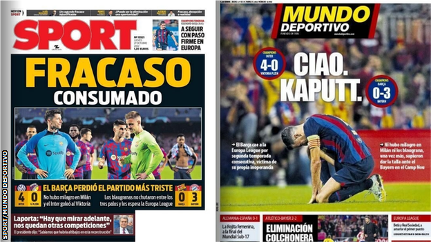 Sport and Mundo Deportivo back pages on Thursday