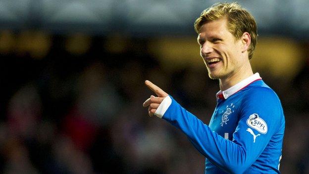 Marius Zaliukas in action for Rangers