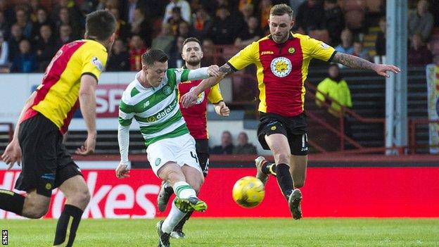 Callum McGregor scores against Partick Thistle