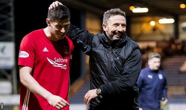 Aberdeen defender Scott McKenna and manager Derek McInnes