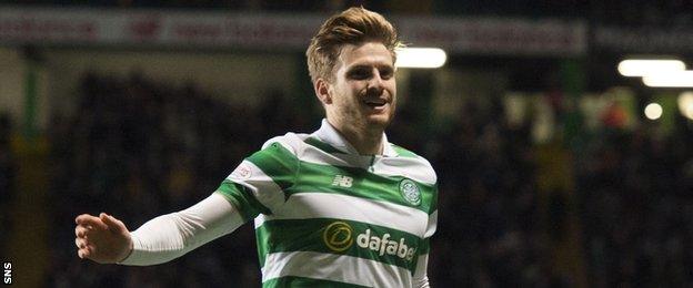 Celtic scorer Stuart Armstrong celebrates