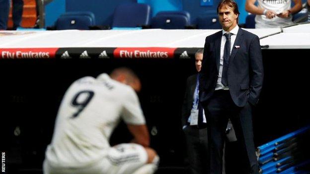 Real Madrid coach Julen Lopetegui (right) is under huge pressure