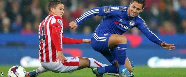 Eden Hazard and Stoke's Ibrahim Afellay