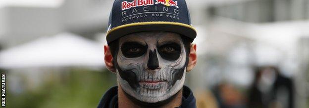 Verstappen wearing Day of the Dead face paint at the Mexican Grand Prix