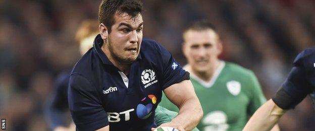 Edinburgh hooker Stuart McInally in action for Scotland against Ireland in the Six Nations