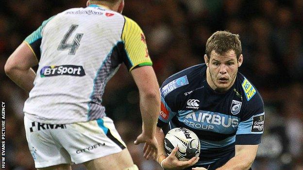 Sam Hobbs in action for the Blues against Ospreys