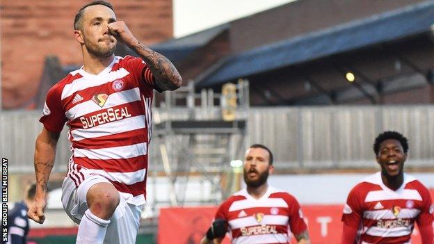 Hamilton's Dougie Imrie celebrates scoring against Ross County