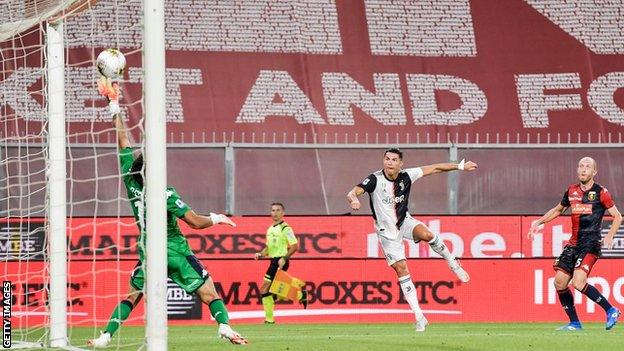 Cristiano Ronaldo scores against Genoa