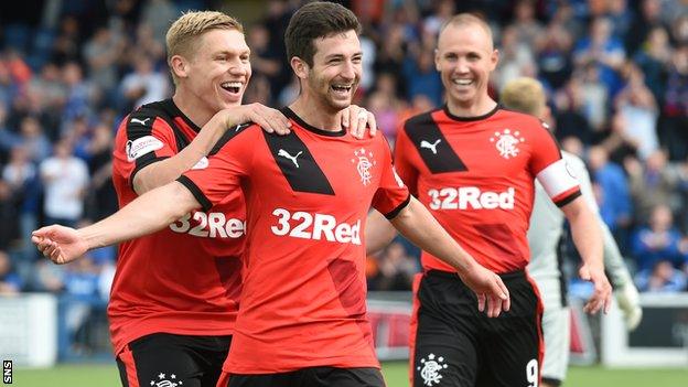 Rangers' Jason Holt celebrates