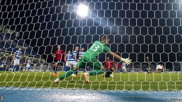 Rangers striker Alfredo Morelos scores against NK Osijek