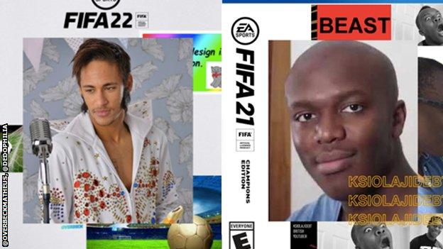 Neymar and KSI on fake Fifa covers