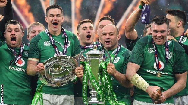 Ireland celebrate winning the 2018 Six Nations