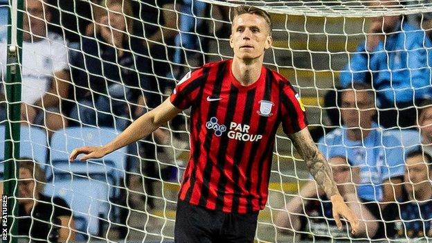 Emil Riis Jakobsen celebrates scoring for Preston