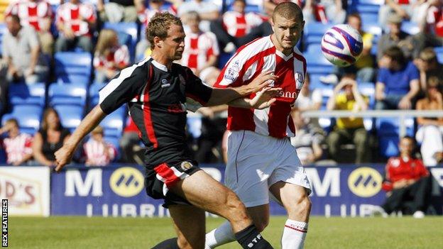 Carl Dickinson (right) in action for Stoke City in 2008