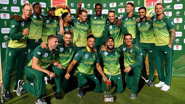 South Africa with the ODI series trophy