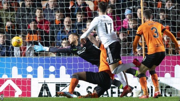 Lawrence Shankland heads in