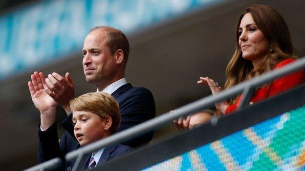 The Duke and Duchess of Cambridge and Prince George at Wembley