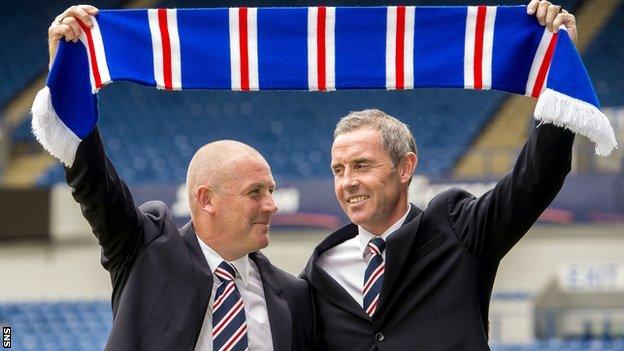 Rangers manager Mark Warburton and assistant David Weir