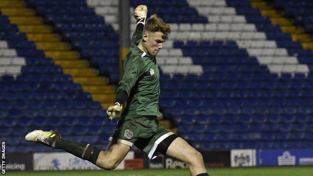 James Holden playing for Bury in the FA Youth Cup in 2019