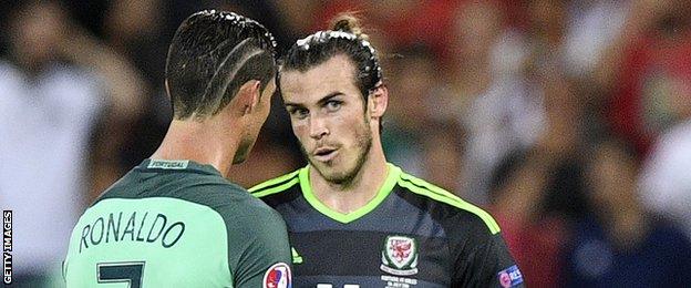 Gareth Bale (right) with Cristiano Ronaldo