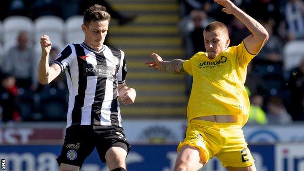 Scott Tanser, left, will sit out St Mirren's match against Hibs to tend to his injured wife