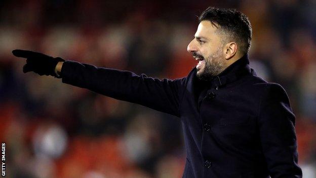 Poya Asbaghi was in the Barnsley dugout for the first time having watched last weekend's defeet to Fulham from the stands